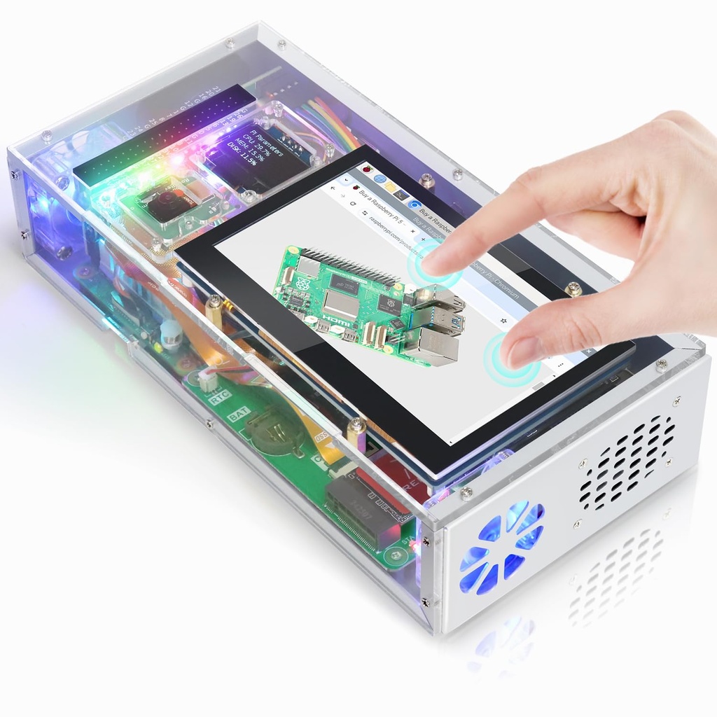 FREENOVE Computer Case Kit for Raspberry Pi 5 (NOT Included), 128GB M.2 NVMe SSD 800 MB/s, 4