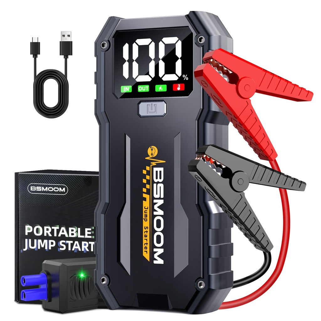5000A Jump Starter Power Pack (up to 10.0L Gas or 8.0L Diesel Engine),Car Battery Booster