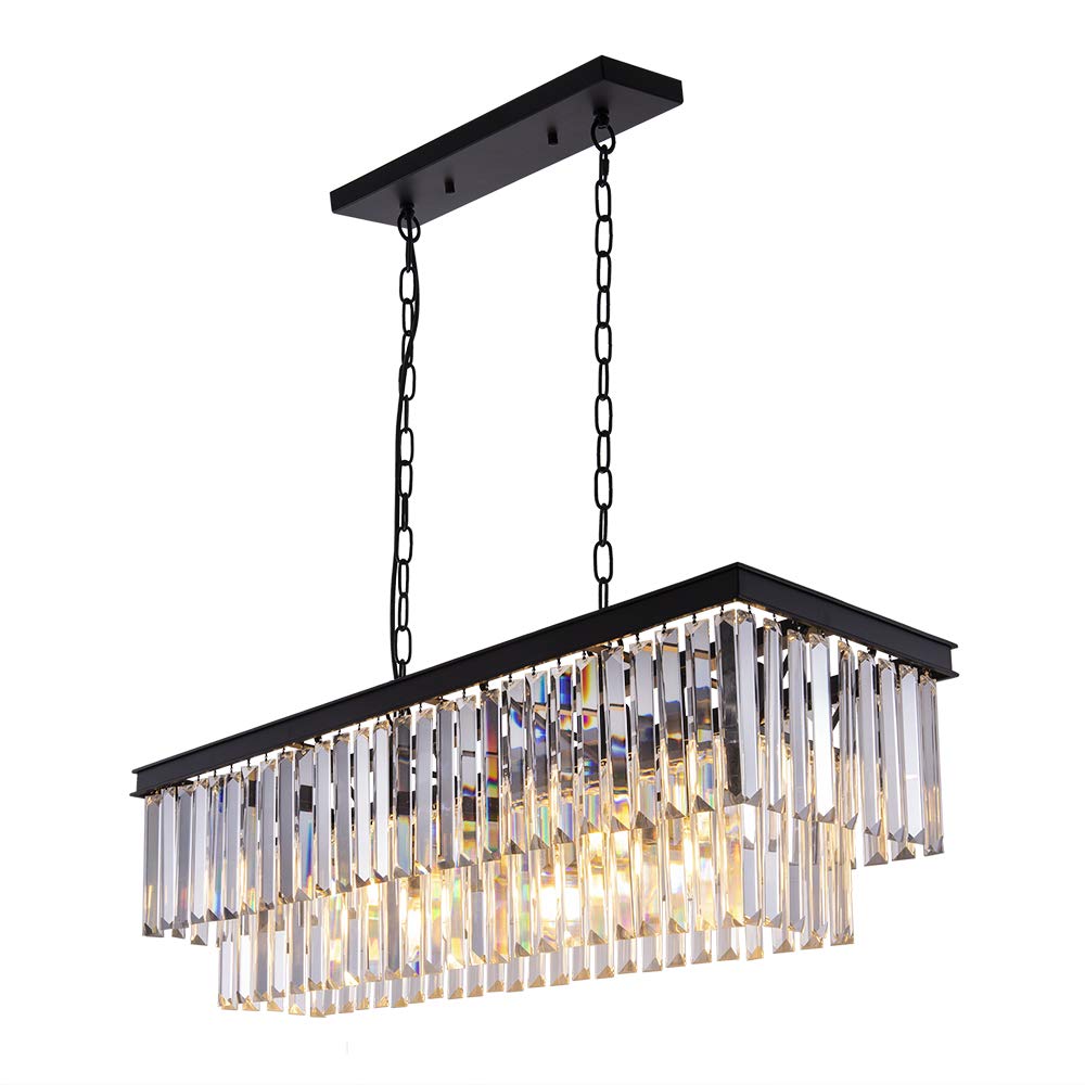 Wellmet 9-Light Crystal Chandelier 34.5 inch, Contemporary Modern Chandeliers Adjustable fo