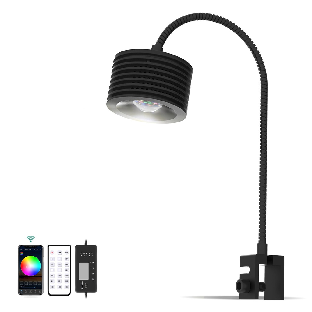 Lominie LED Aquarium Light for Seawater Freshwater Fish Tanks, Full Spectrum Clip-On