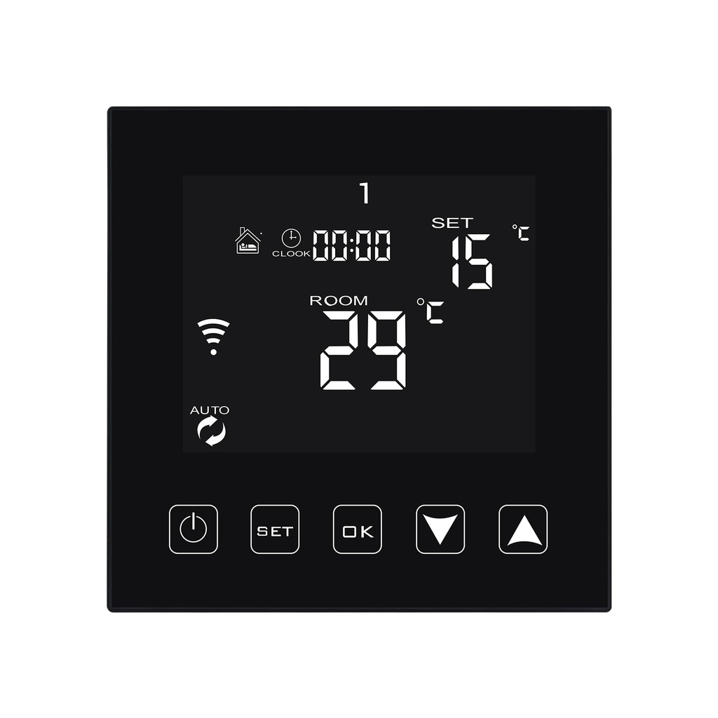 KETOTEK Smart Thermostat WiFi Black for Boiler 3A 220V with Dry Contact, Programmable