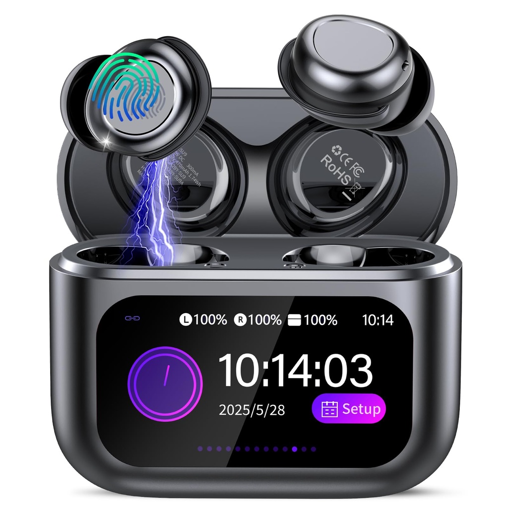 Wireless Sleep Earbuds with Smart Touch Screen, Bluetooth 5.4 Headphones In Ear with ENC 