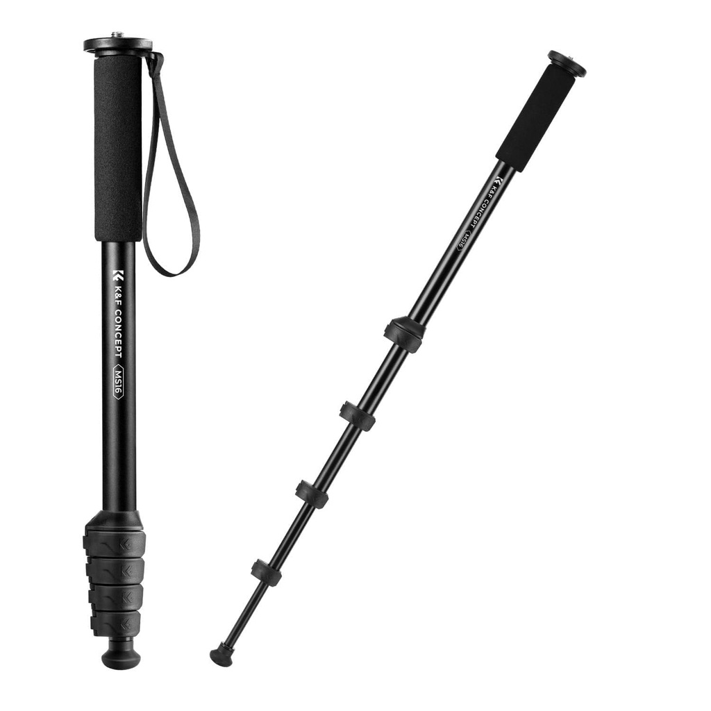 K&F CONCEPT Monopod for Camera, 63" Aluminum Photography Compact Monopod with 5-Section Hei