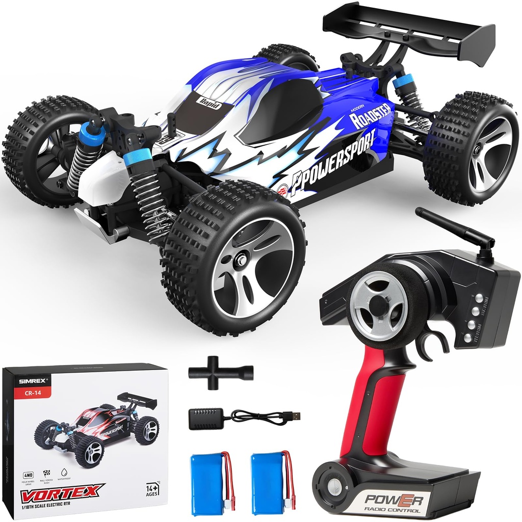 SIMREX 1:18 Scale 4WD RC Car | 40+MPH High Speed Off-Road Remote Control Truck | All-Metal T