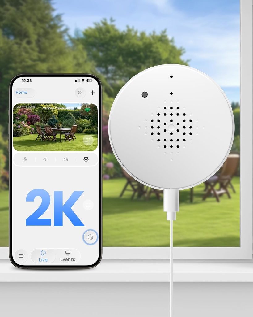 AKINGUAR 3MP 2K Window Camera, 2.4GHz&5GHz WiFi Indoor Camera for Home Security