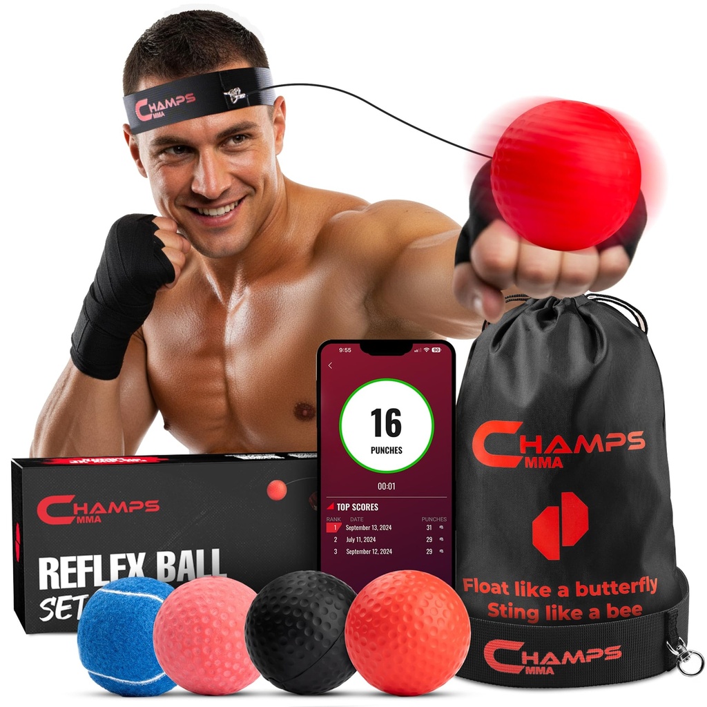Boxing Reflex Ball Set of 4 with AppÃ¢Â€Â“ Boxing Ball MMA Gear of with Varying Weights wit