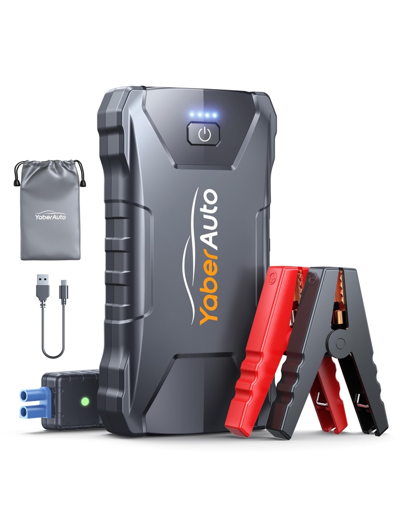 YaberAuto Jump Starter Power Pack, Portable 12V Car Battery Booster for 9.0L Gas or 8.5L Die