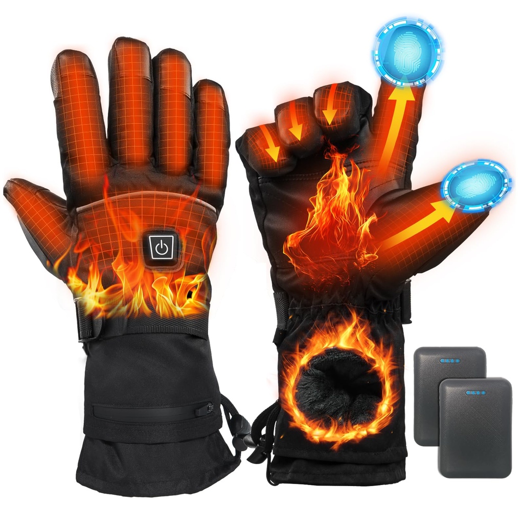 Minthouz Heated Gloves, 5V 5000 mAh Rechargeable USB Heated Gloves, 3 Heating Levels
