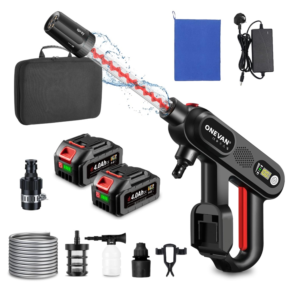 Cordless Pressure Washer- 80Bar(1160PSI) Brushless Power Washer - 5-in-1 Adjustable Nozzle A