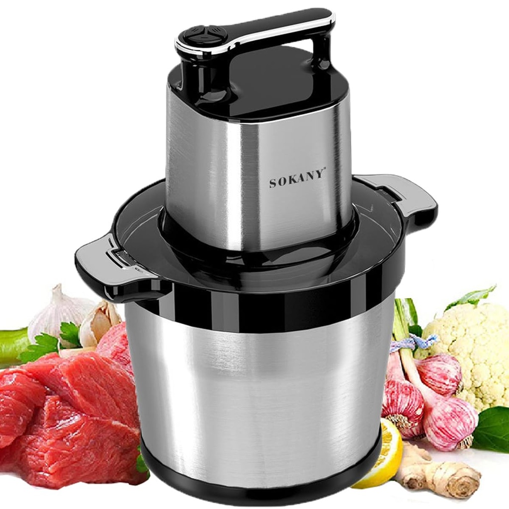 SOKANY 1500W Electric Chopper with 8L Stainless Steel Bowl, Multi-Purpose Chopper 