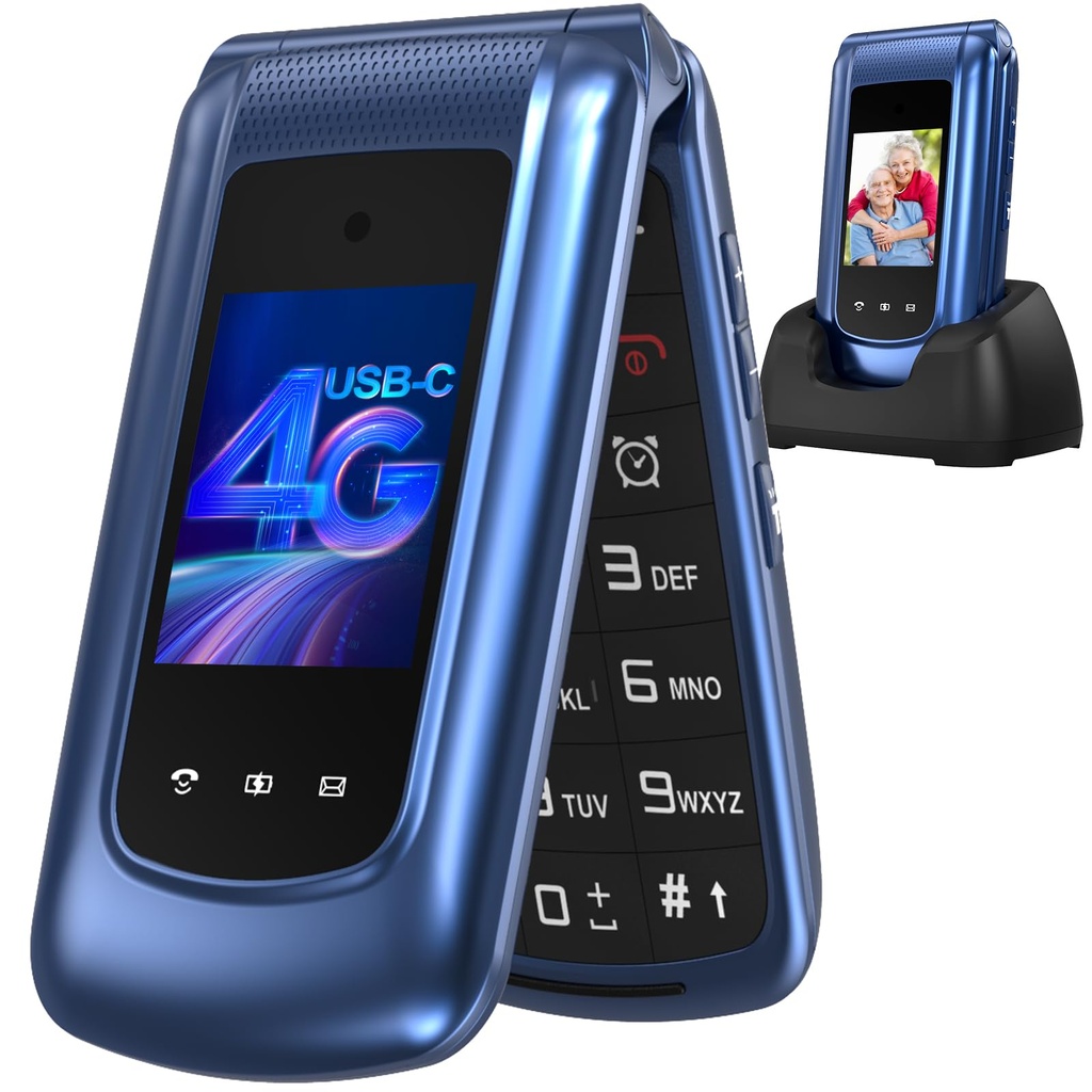 4G Senior Mobile Phone Simple for Elderly, Basic Cell Phone with Large Buttons, Flip Phone,