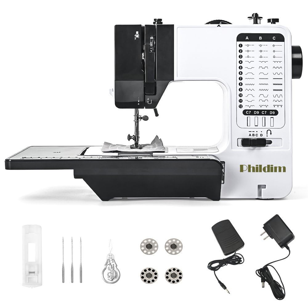 Mini Sewing Machine by Phildim (Extension Table included), Small Portable Sewing Machine