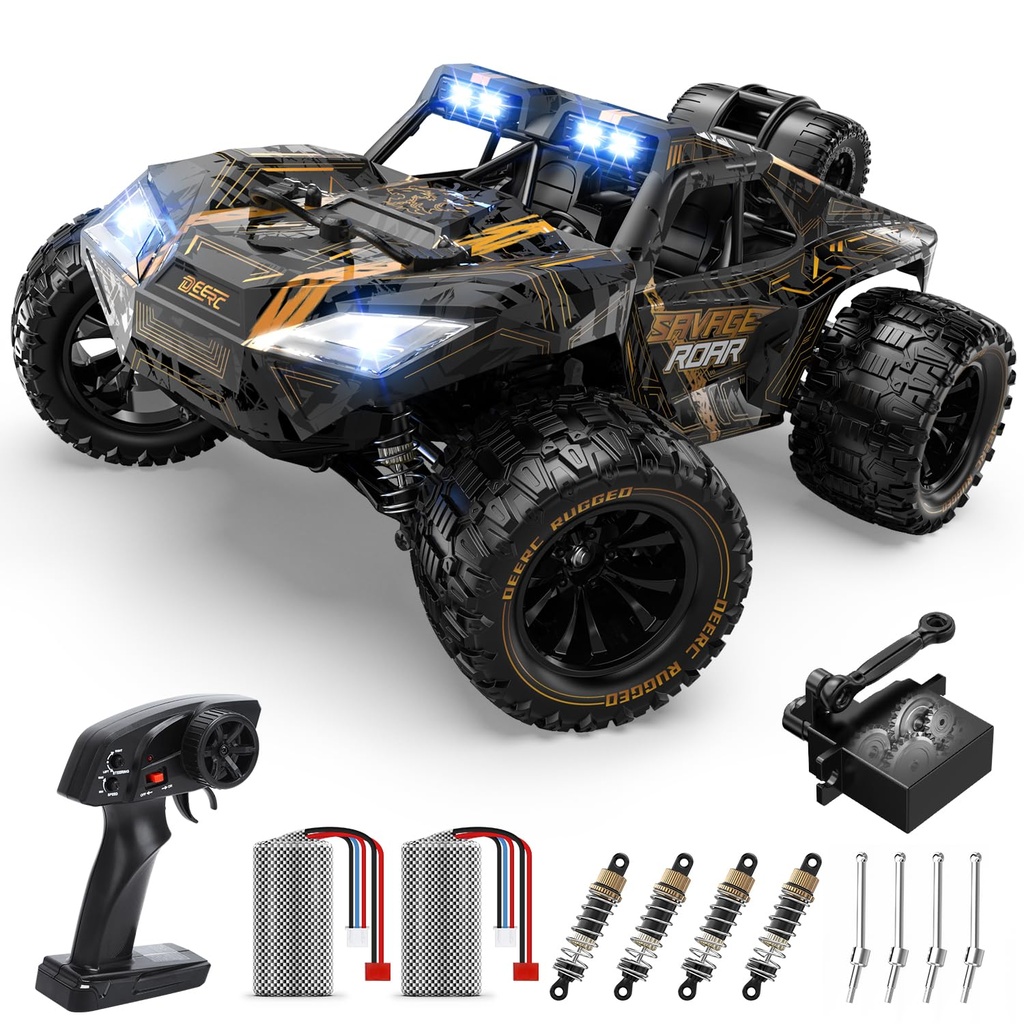 DEERC 1:14 All Terrain Fast RC Car, 40KPH High Speed RC Truck with LED Headlight