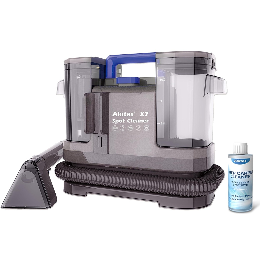 Akitas X7 Spot Cleaner, 600W Portable Carpet & Upholstery Cleaner with Self-Cleaning Functi