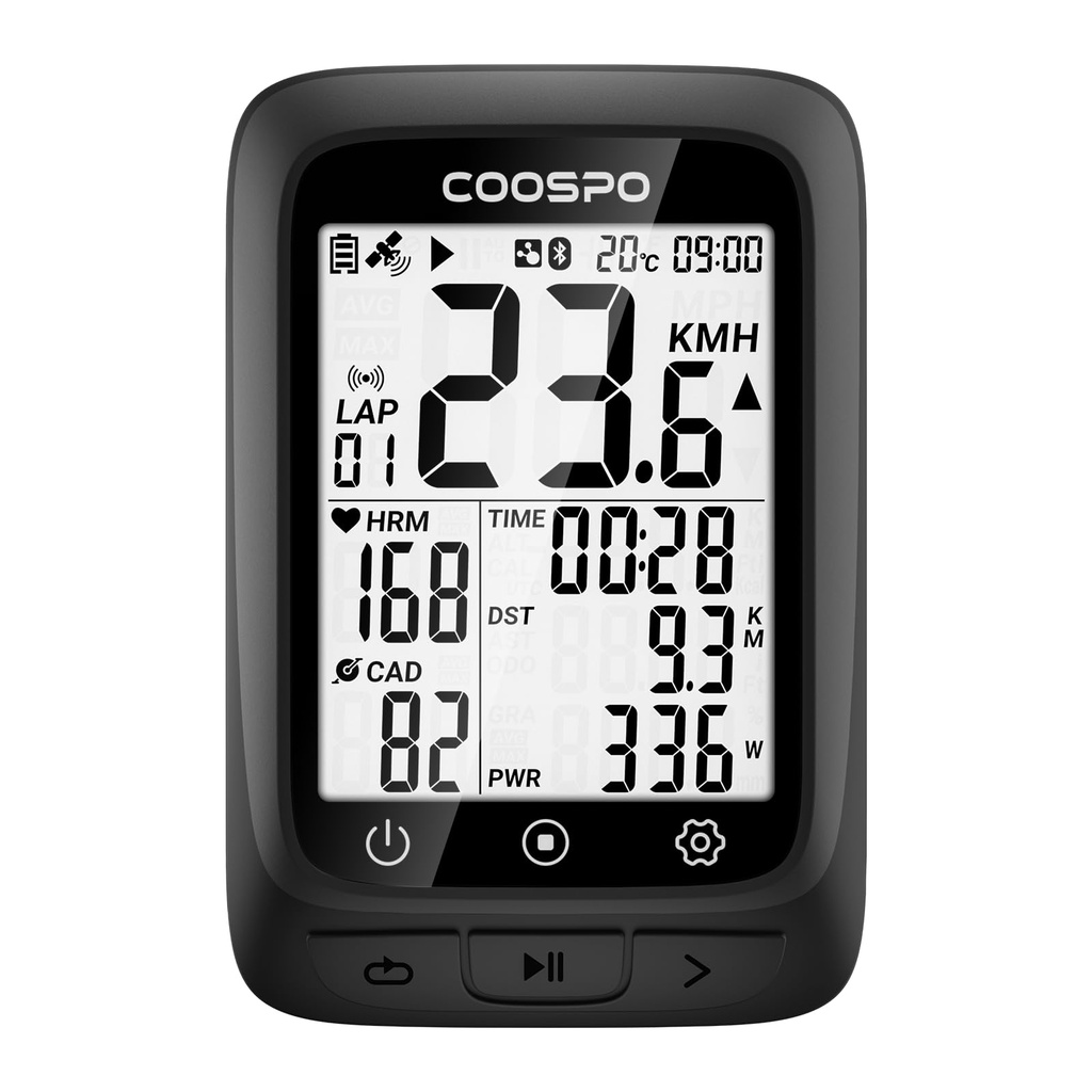 COOSPO Bike Computer GPS Wireless, ANT+ Cycling Computer GPS with Bluetooth, Multifunctiona