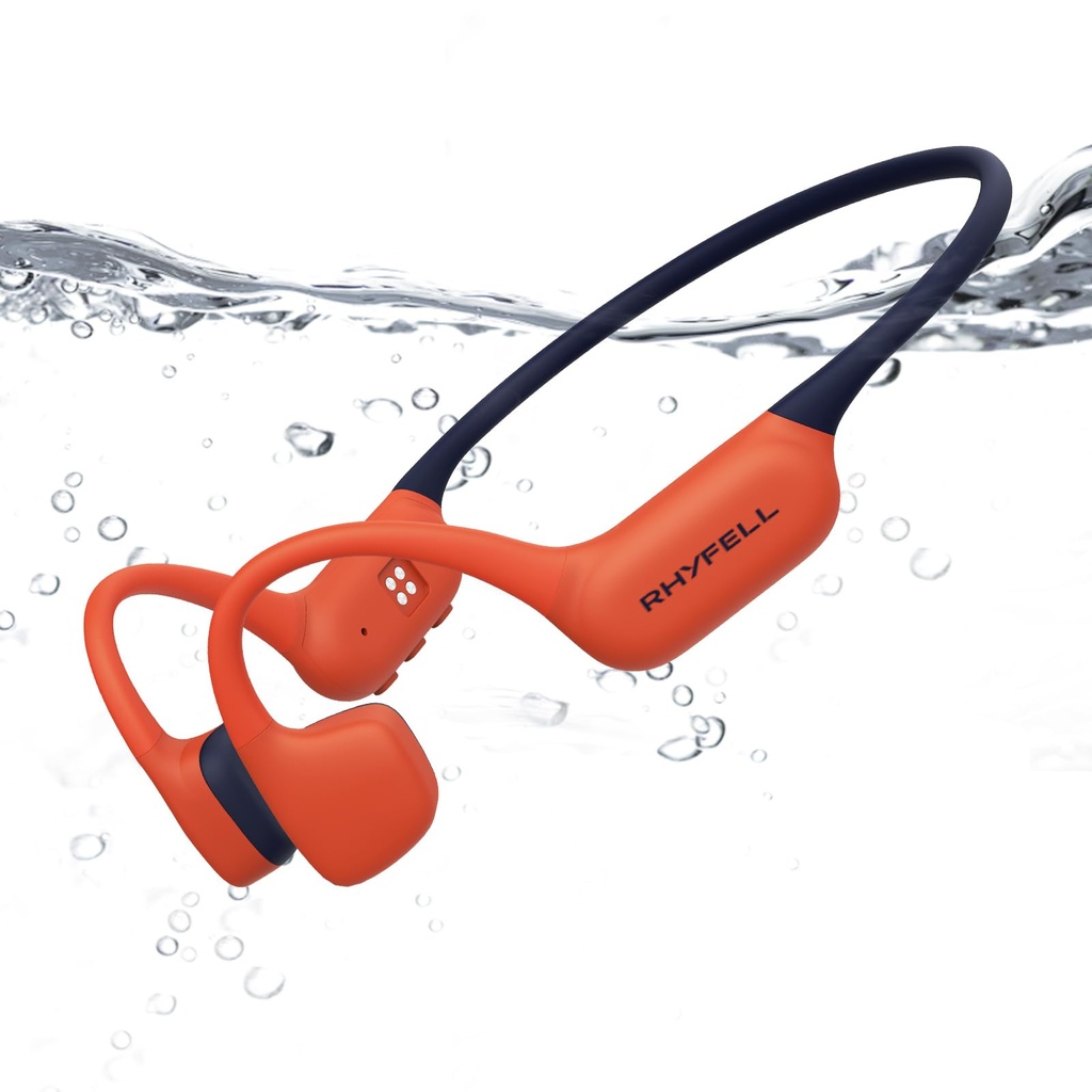 Rhyfell Bone Conduction Headphones for Swimming, IP68 Waterproof Headphones with 32GB MP3, 1