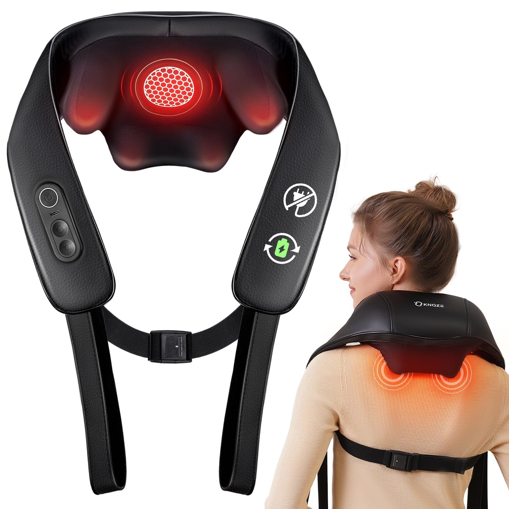 KNQZEÃ‚Â® Cordless Neck Massager, 4D Shiatsu Neck and Shoulder Massager with Heat, 2026 Upg