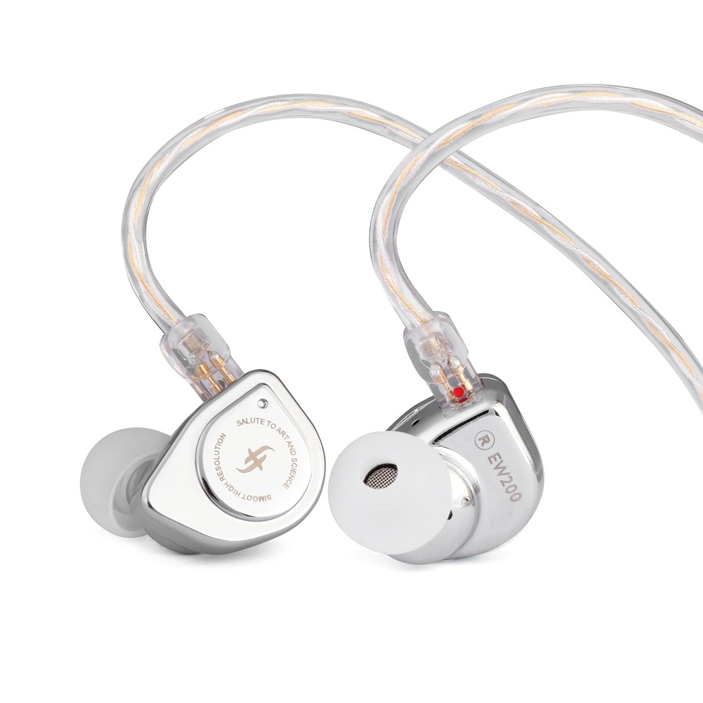 Linsoul SIMGOT EW200 10mm SCP Diaphragm Dynamic Driver in-Ear Earphones with All Metal Body,