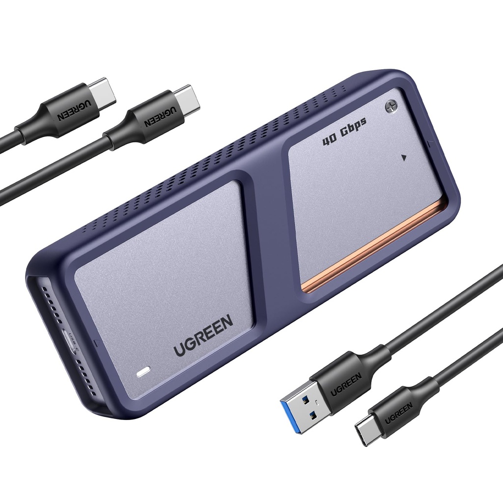 UGREEN 40Gbps M.2 NVMe SSD Enclosure, NVMe Enclosure with Cooling Fan, Aluminum M.2 Enclosure