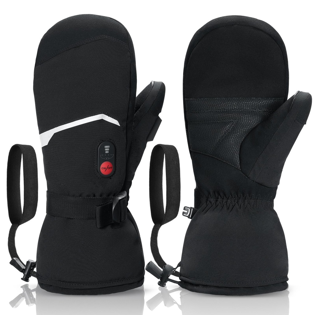 Day Wolf Heated Ski Mittens - Waterproof, 10-Hour Rechargeable Battery, USB-C PD Fast Charging