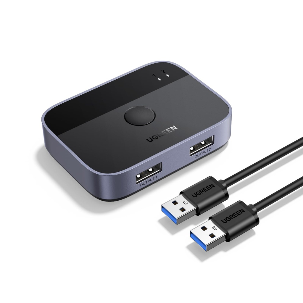 UGREEN USB Switch, USB 3.0 Switcher 2 In 2 Out 2 Computers Share 2 USB for Keyboard, Mouse
