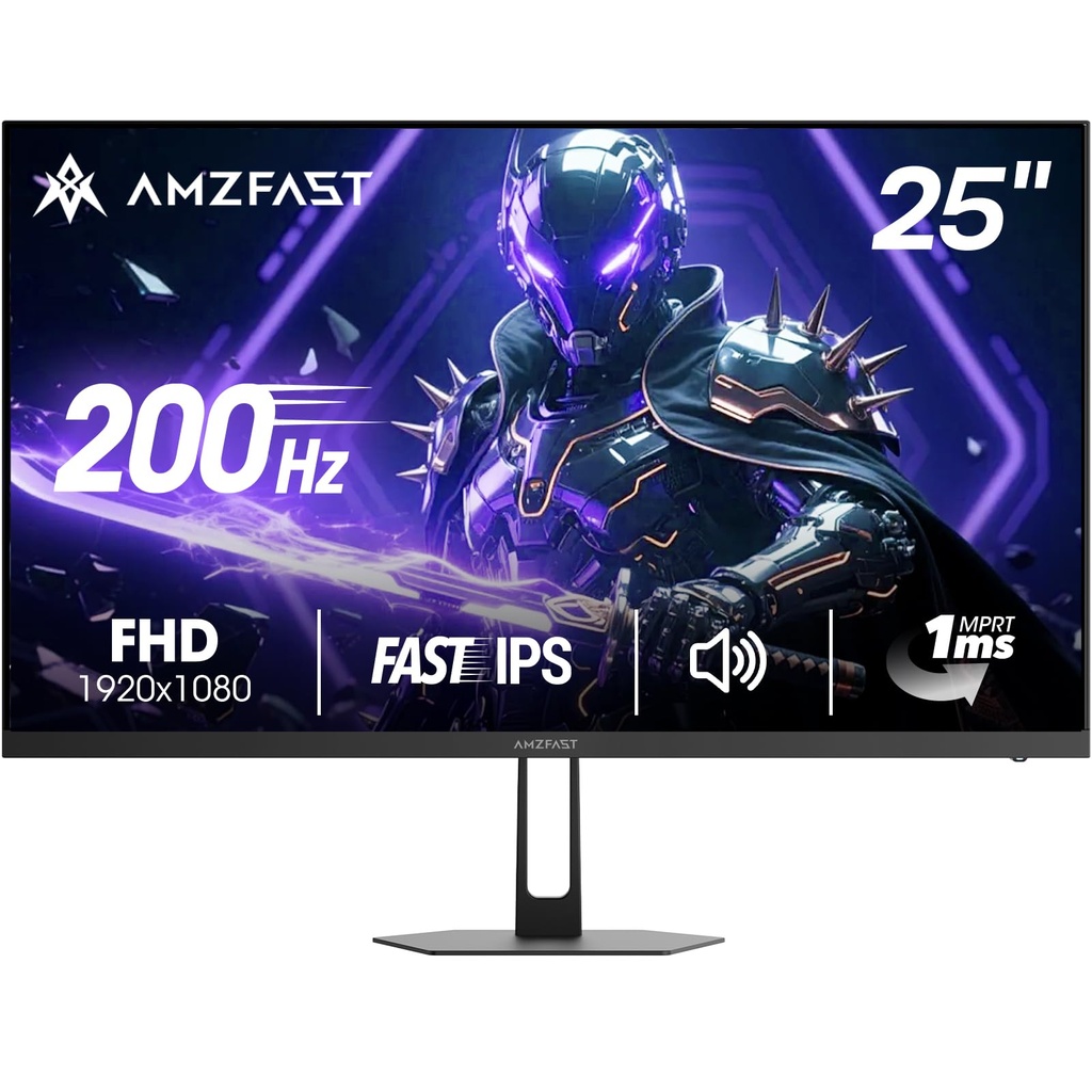 Amzfast 25 Inch Gaming Monitor,1920x1080 Full HD, 200Hz, Fast IPS Panel, Built-in Speaker