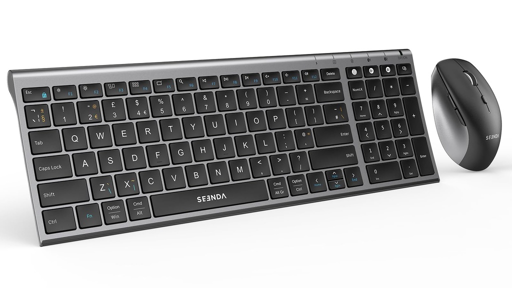 seenda Bluetooth Keyboard and Mouse, COE401 Wireless Rechargeable Keyboard and Mouse Set