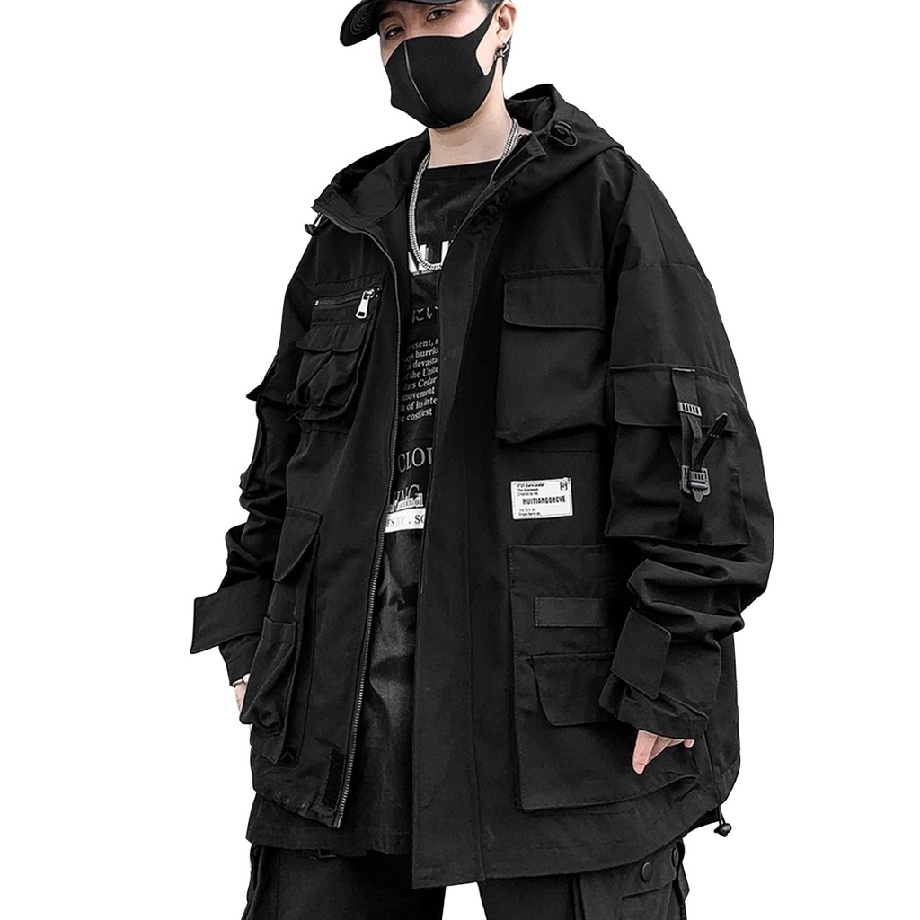 XYXIONGMAO Gothic Clothes Tactical Techwear Zipper Jacket Windbreaker Hooded Streetwear Jack