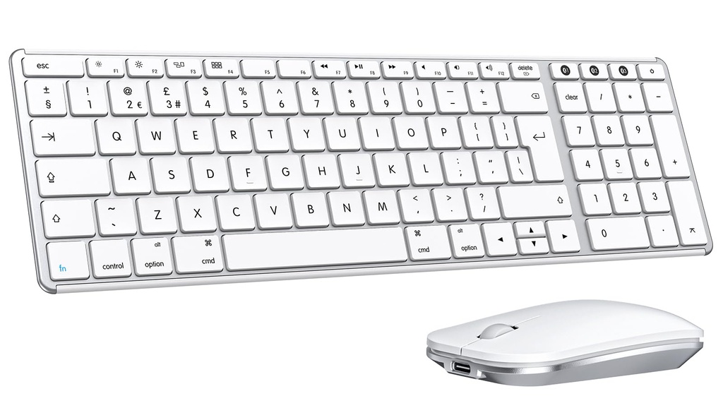 seenda Bluetooth Keyboard and Mouse for Mac, SKM64-2 Multi-Device Rechargeable Slim Keyboard