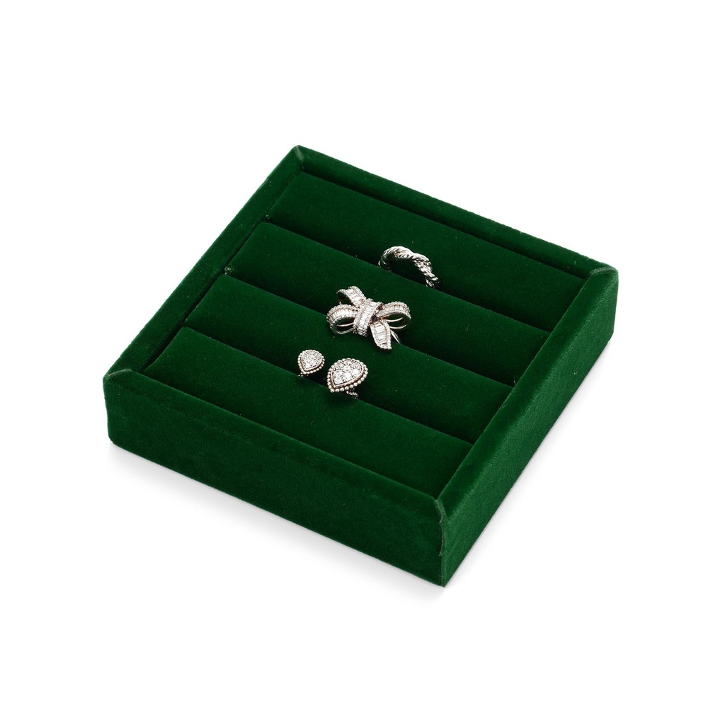 Papten Velvet Small Jewelry Ring Organizer Trays Stackable Jewellery Drawer Organiser Tray