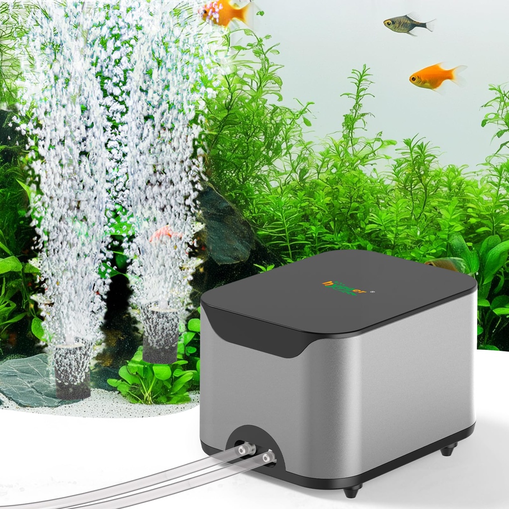 hygger Air Pump Aquarium 6W, Fish Tank Air Pump Extra Quiet, 2 Outlet Adjustable