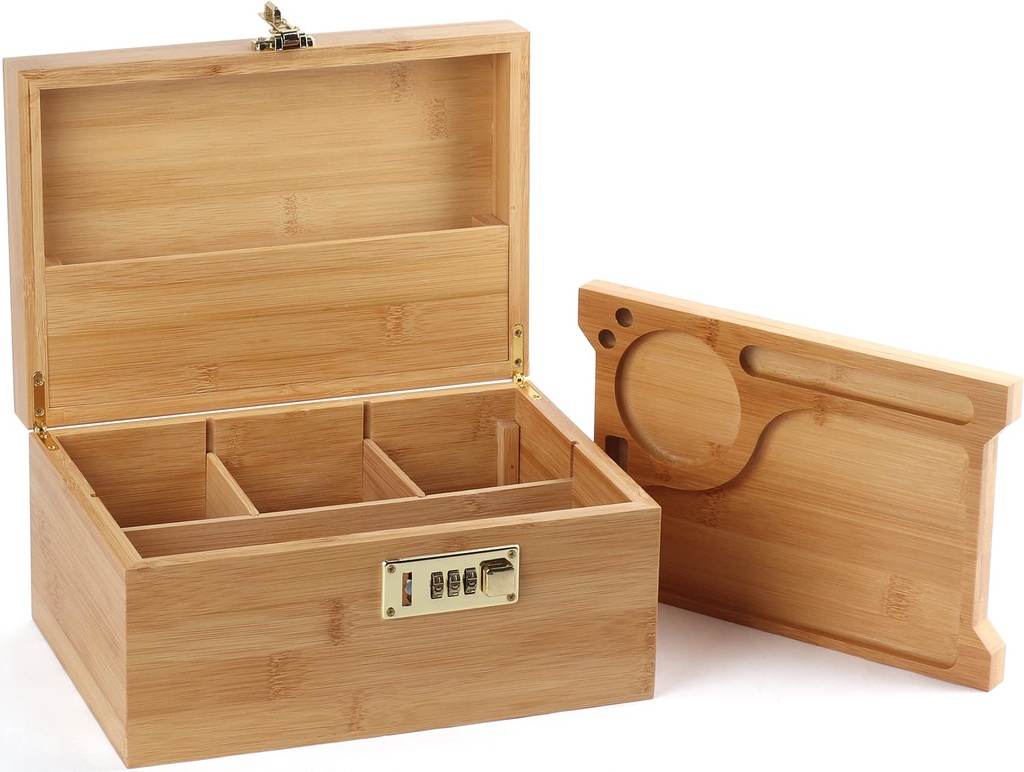 OZCHIN Large Bamboo Box with Combination Lock Decorative box for Home Great Gifts for Men 