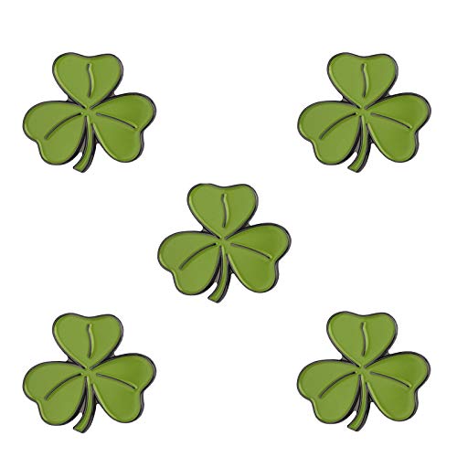 Pack 5 Clover Badges Green Leaf Badge Brooch Enamel Lapel Pin