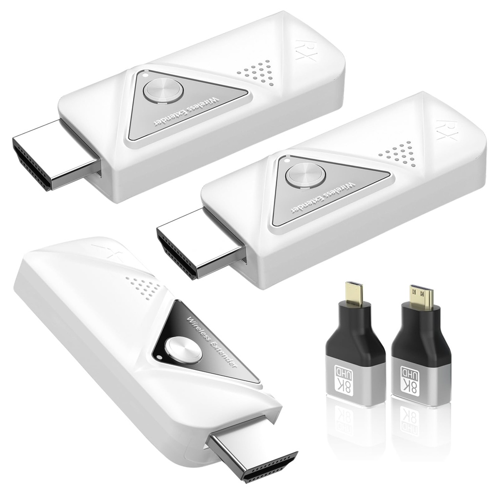 Wireless HDMI Transmitter and Receiver 1 In 2 Out 164FT/50M, 4K Decode 1080P@60Hz Ultra HD 