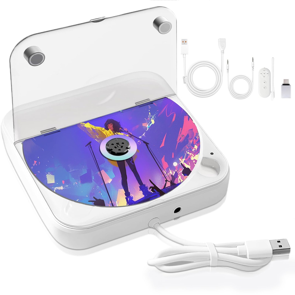 CD Player for Car, Portable Car CD Player USB Plug and Play with Remote Control USB & AUX