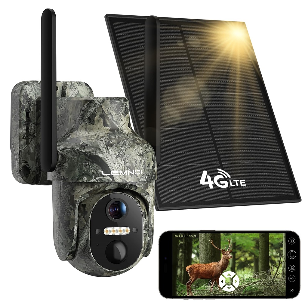 Lemnoi 4G Trail Cameras with Motion Detector, LTE Solar Wildlife Camera 
