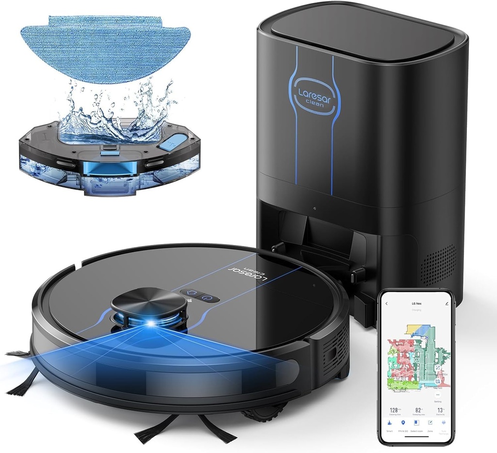 Laresar Clean Robot Vacuum Cleaner with Mop L6 Nex, 5000Pa Robot Vacuum with Lidar Navigation