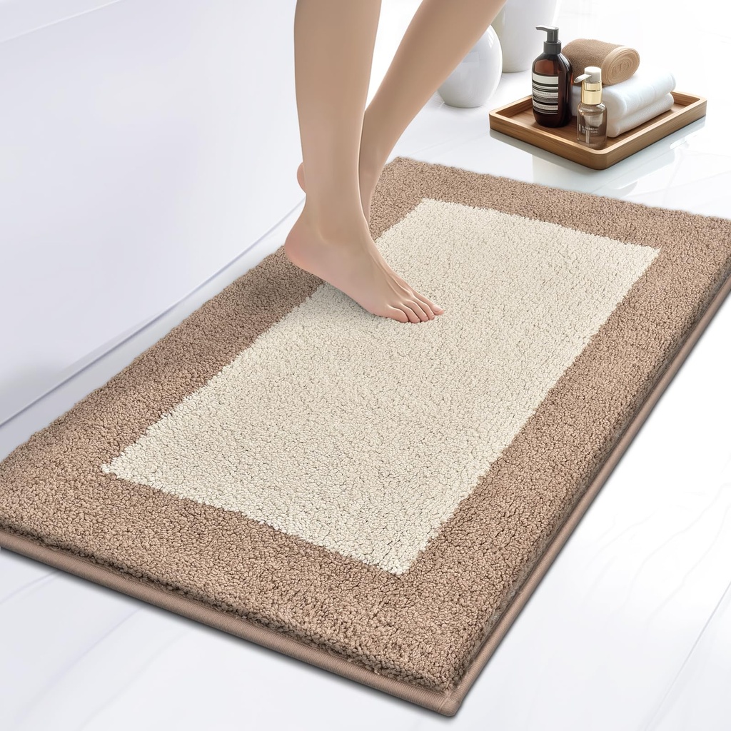 DOMUSTEX Washable Bathroom Rug 60 x 90 cm, Non Slip Bath Mat, Absorbent and Quick Dry Bath