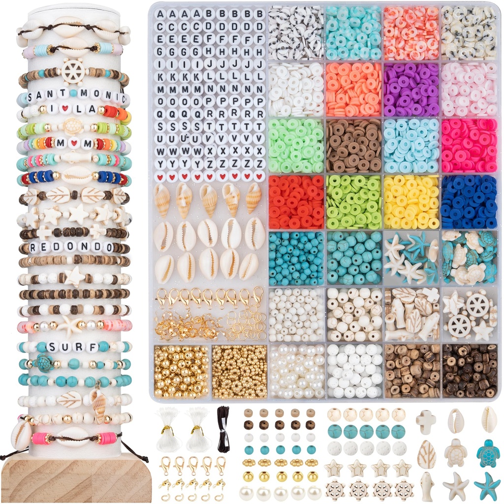 DoDoBeads Summer Bracelets Making Kit, Beach Bracelet Making Kit with Puka Shell Beads, Let