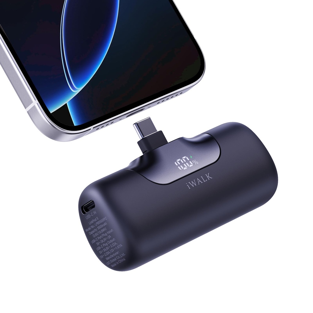 iWALK Portable Charger 5500mAh Next-Gen Small Power Bank 22.5W Fast Charging Battery USB-C 