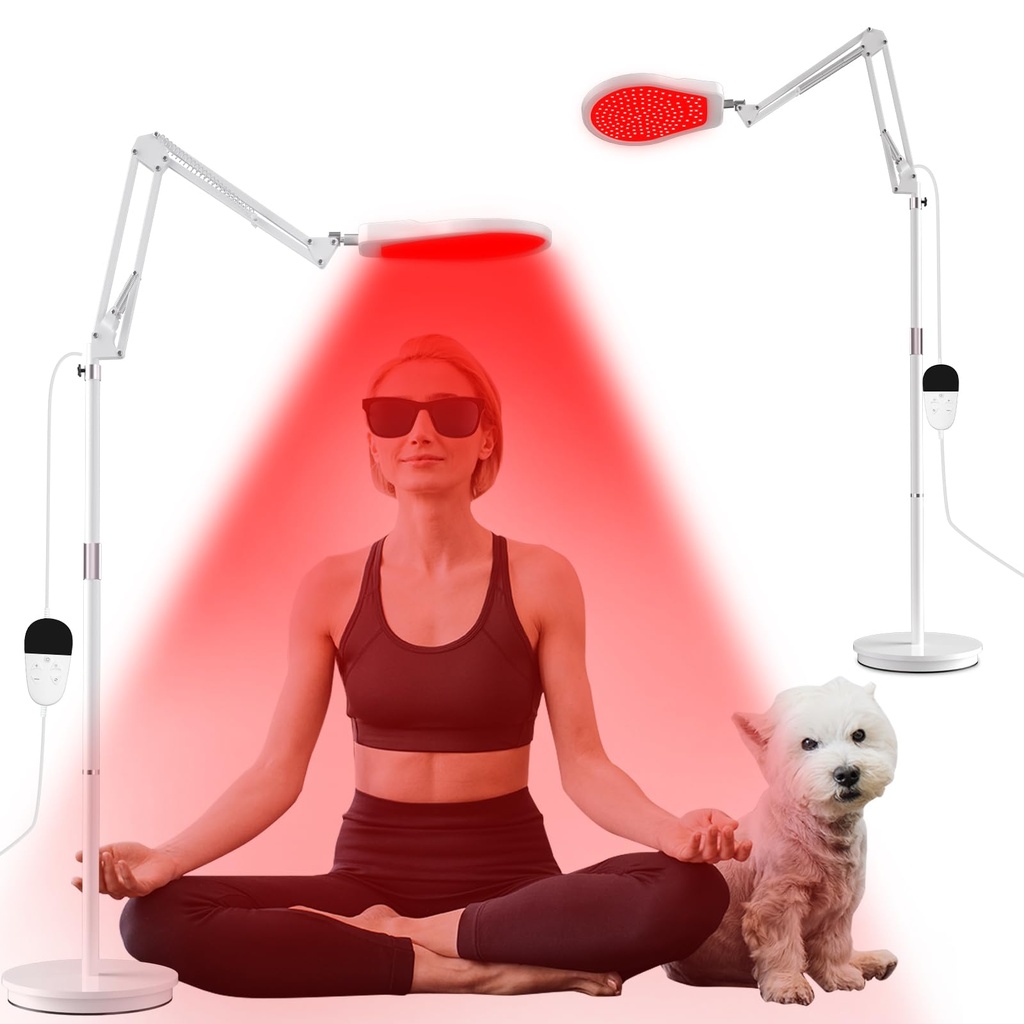 Hottoerak Floor Infrared Lamp, 940&850&660 Red Light Lamp, 5 Brightness & 10/20/30Min Timer