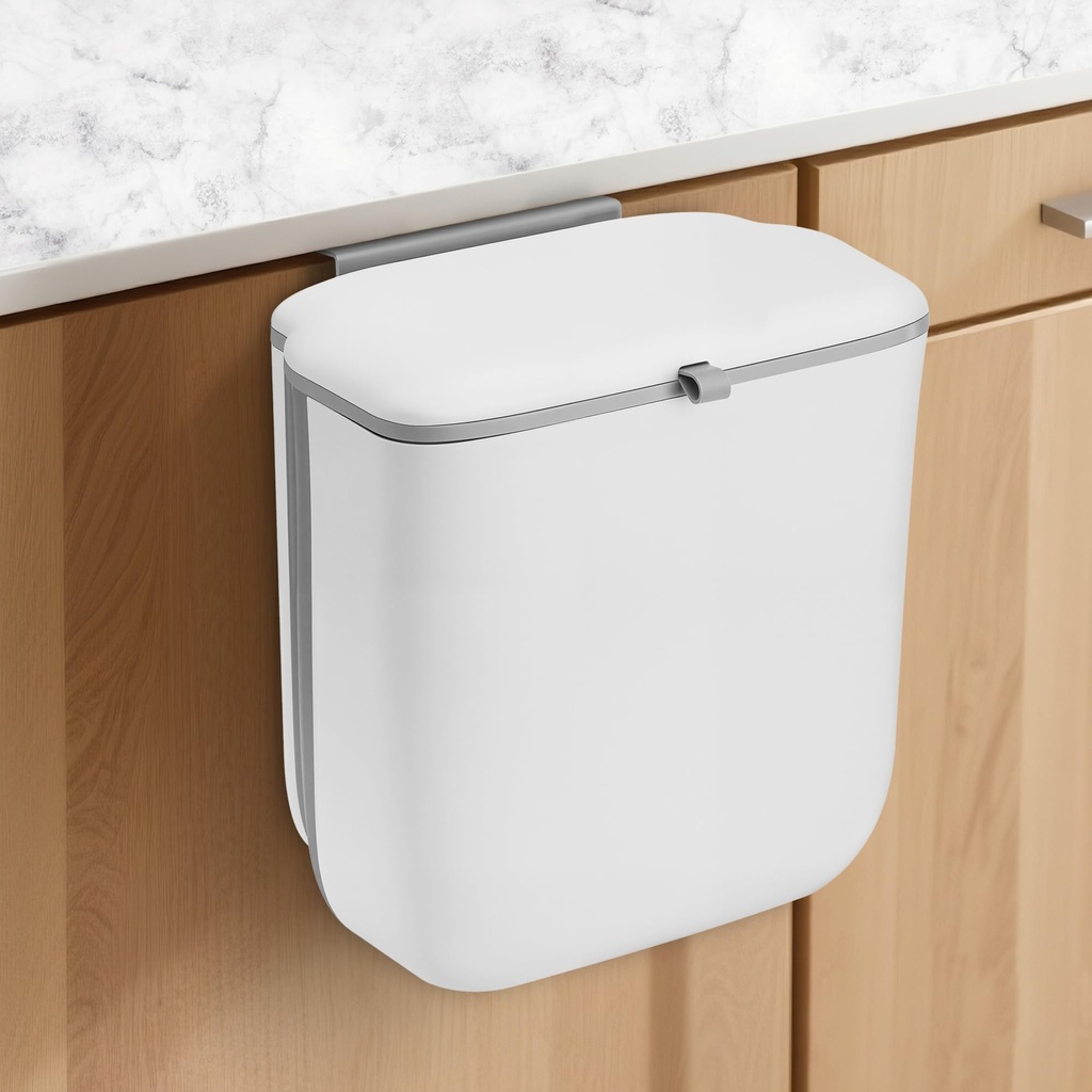 Fentar Food Waste Bin, 10L Wall Mounted Under Sink Bin with Lid, Collapsible Kitchen Food W