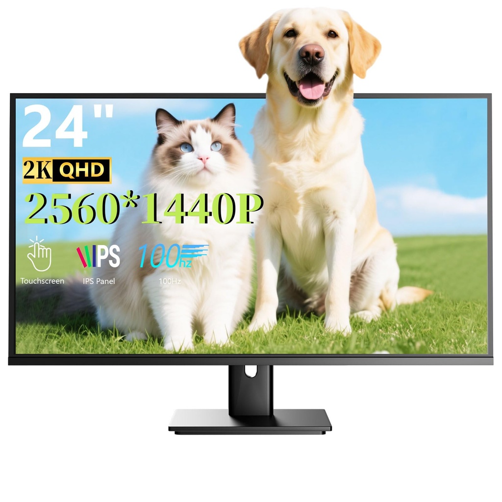 Pisichen 24 Inch Touchscreen Monitor 2K QHD 2560x1440 IPS Gaming Monitor, 100Hz, 3ms Response