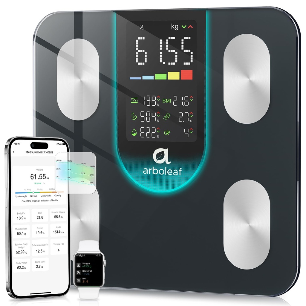 arboleaf Scales for Body Weight & Fat, Smart Body Fat Scales, High Precision Bluetooth Digital Scale