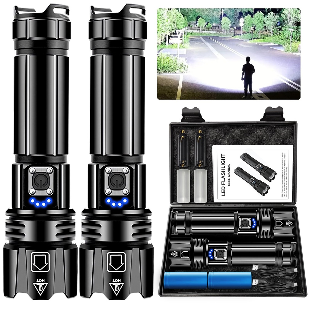 Torches LED Super Bright, 900000 High Lumens Rechargeable Torch, Powerful Torch