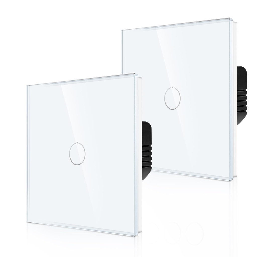 CNBINGO 2-Way Touch Light Switch - White Wall Control With Glass Panel and LED Backlight