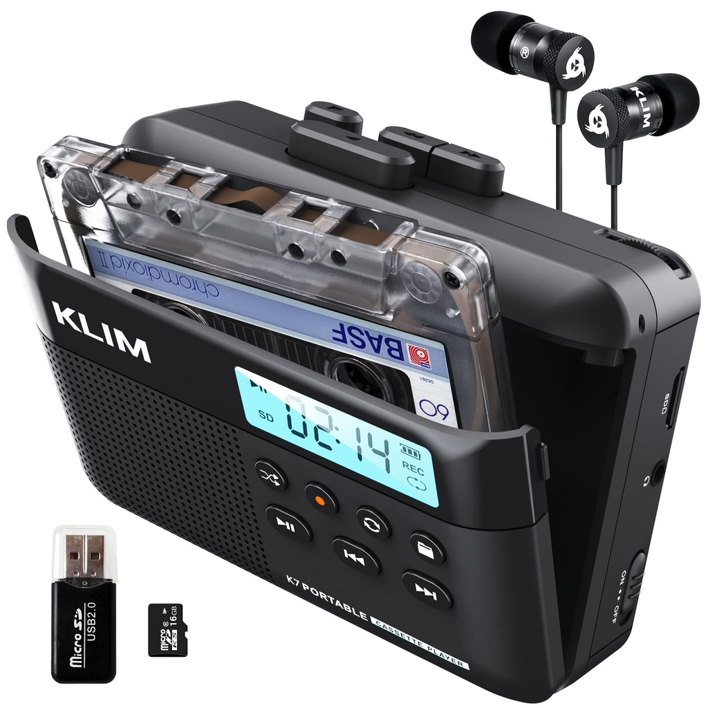 KLIM K7 Cassette Tape Player - Cassette to MP3 Converter - Portable Cassette Player