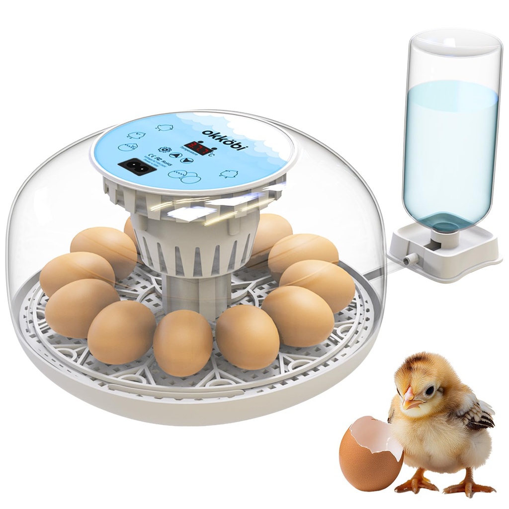 M12 Egg Incubators for Hatching Eggs - 12/24 Eggs Incubator with Automatic Turner