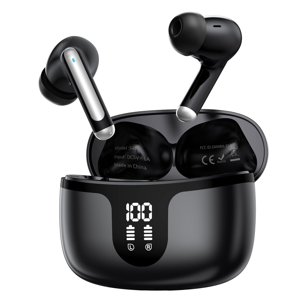 aulendi Wireless Earbuds, Bluetooth 5.3 Headphones in Ear with HiFi Stereo Deep Bass, Ear b