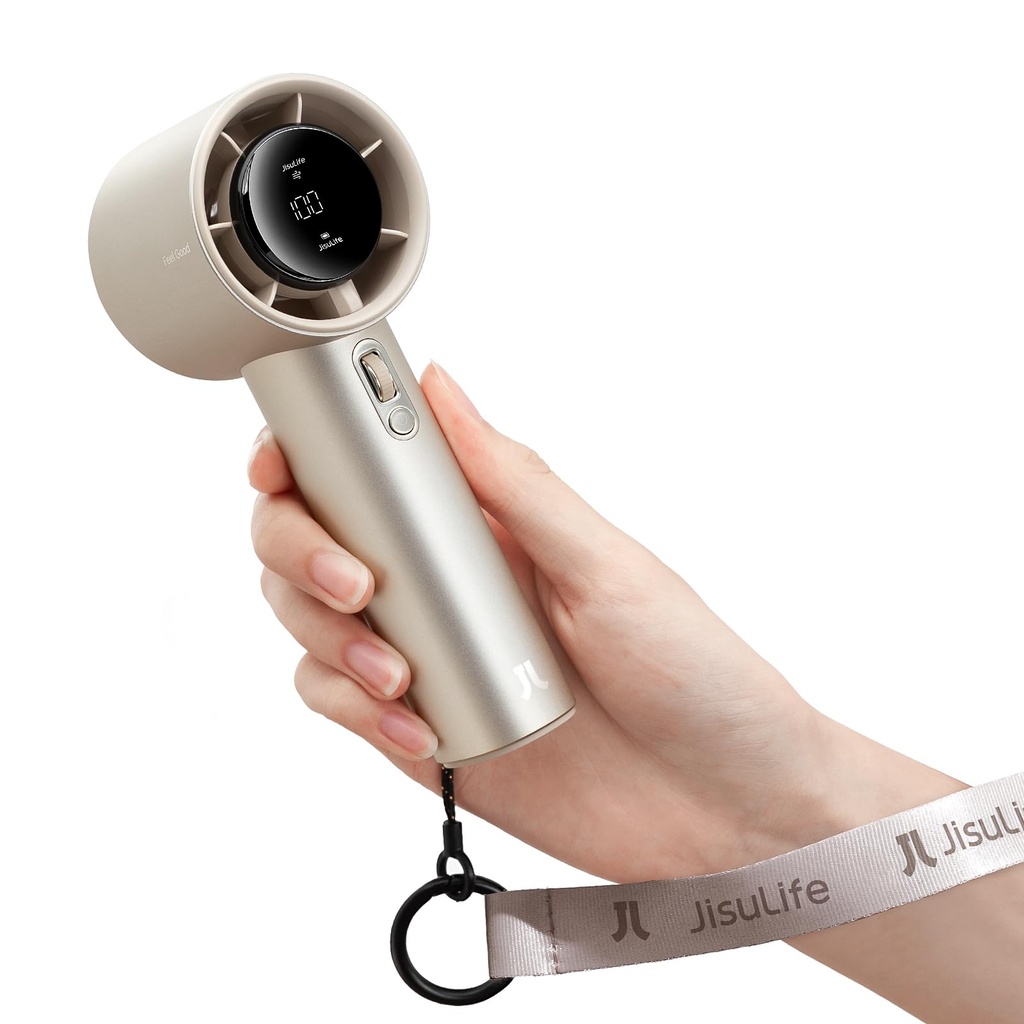 JISULIFE Portable Handheld Fan,Speed(1-100) Adjustable Turbo Mini Fan,5000mAh Battery Recha